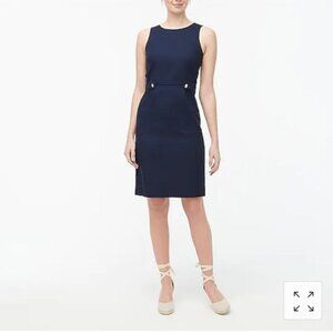 J Crew Factory Sheath Dress With waist tabs Navy Sm Flaw AO047